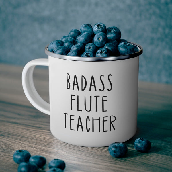 Badass Flute Teacher Enamel Mug